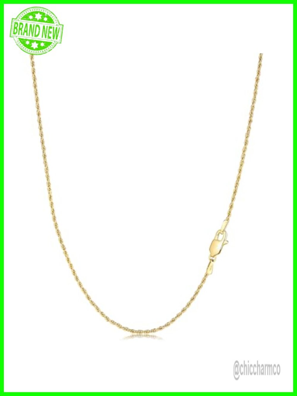 14K Gold Filled Rope Chain Necklace 1.5mm Twisted Link Lobster Clasp
